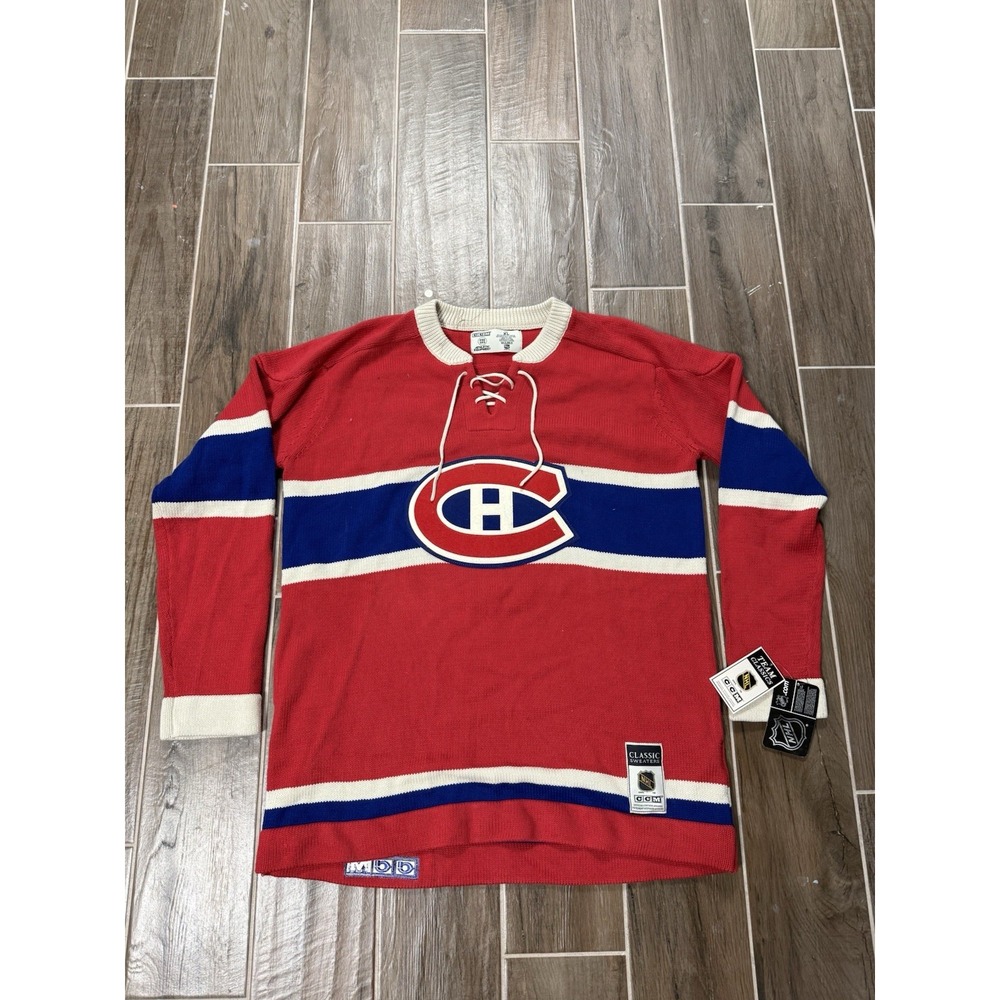 Vintage Montreal Canadiens Knit Acrylic Sweater Jersey Mens XL NHL CCM Classic